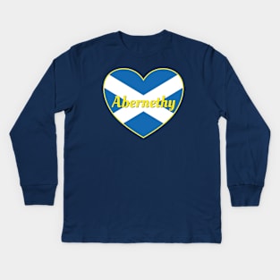 Abernethy Scotland UK Scotland Flag Heart Kids Long Sleeve T-Shirt